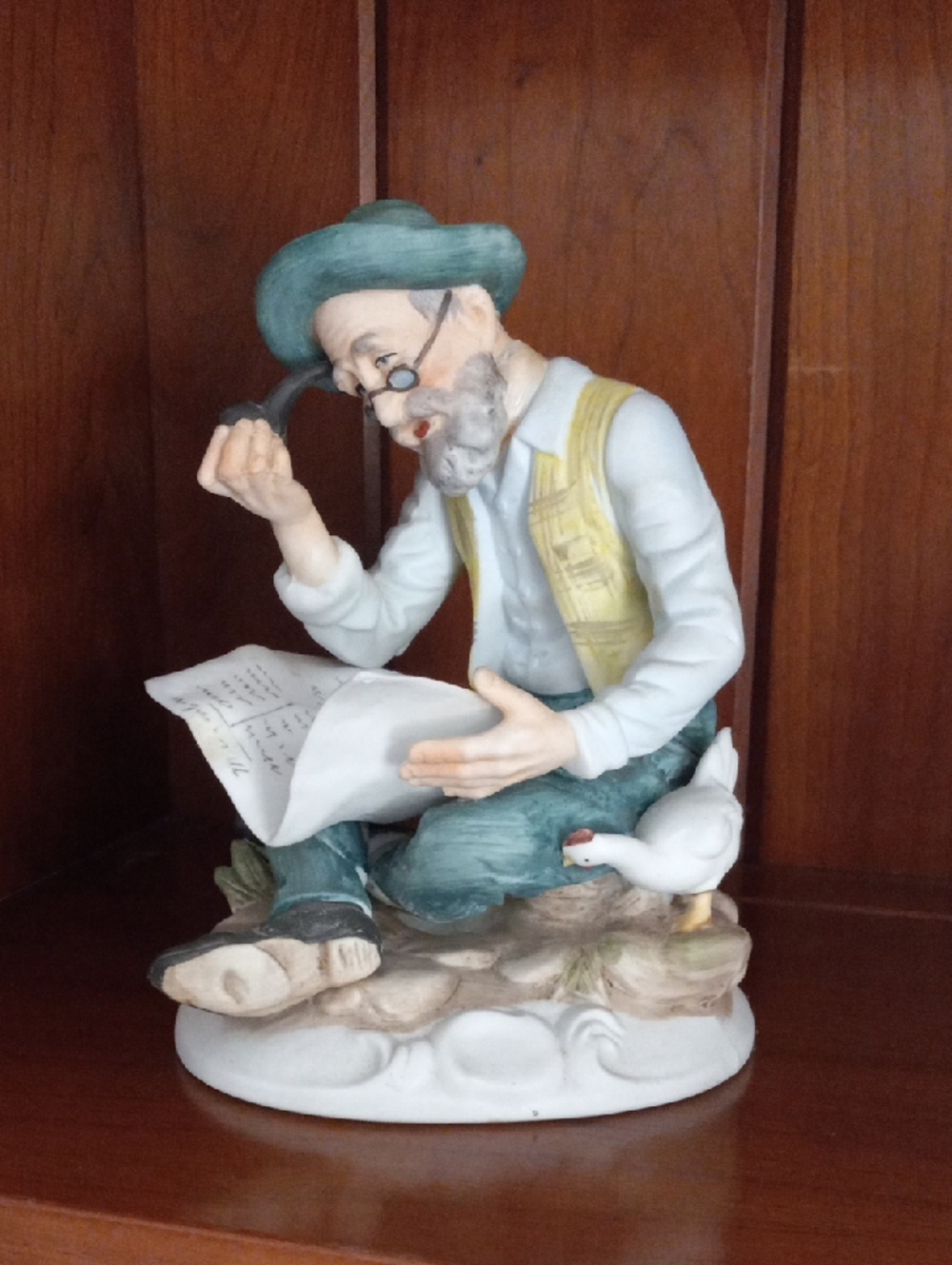 Lefton Painted Porcelain Ceramic Man Reading Paper Collectible Figurine
